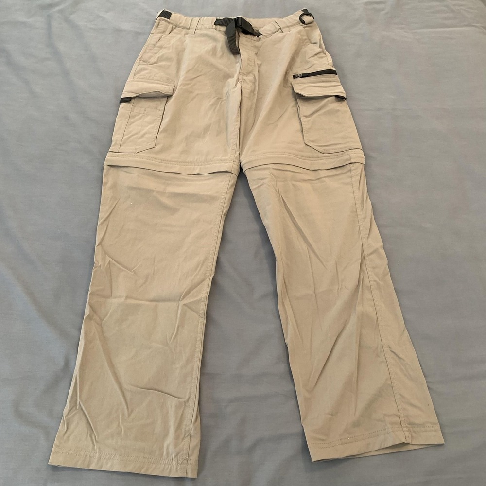 BC Clothing Cargo Pants‎ Mens 32x32 Beige Convertible Belted Stretch Outdoor